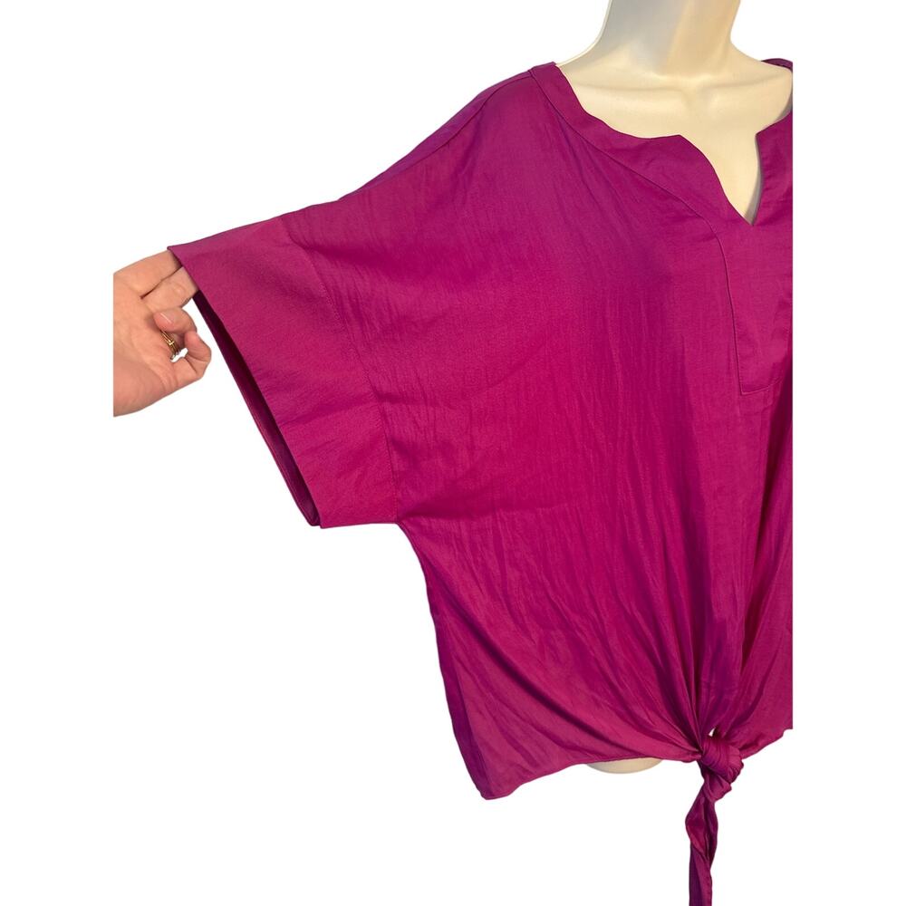 Marc New York Andrew Marc Very Berry Front Tie Knot Blouse XL M3MTC004 - Picture 2 of 7